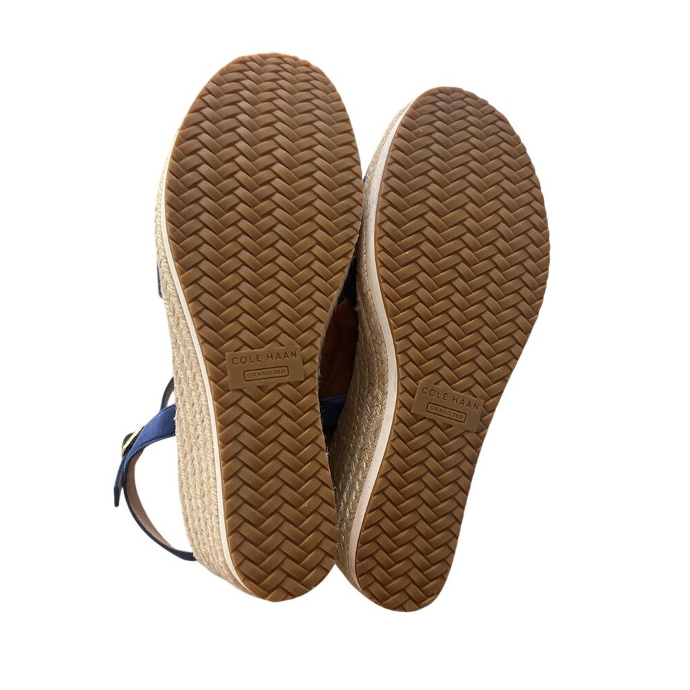 Cole Haan Womens Wedge Espadrille Sandals Blue Ankle Strap Size 7.5 - Picture 6 of 9